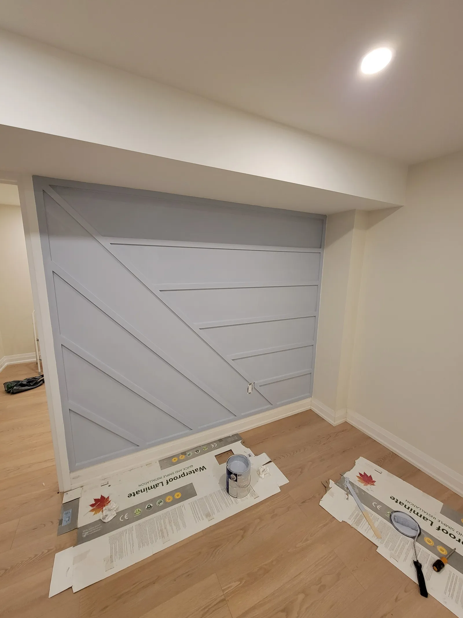 Panelled feature wall in Aurora, Ontario by VOL Handyman