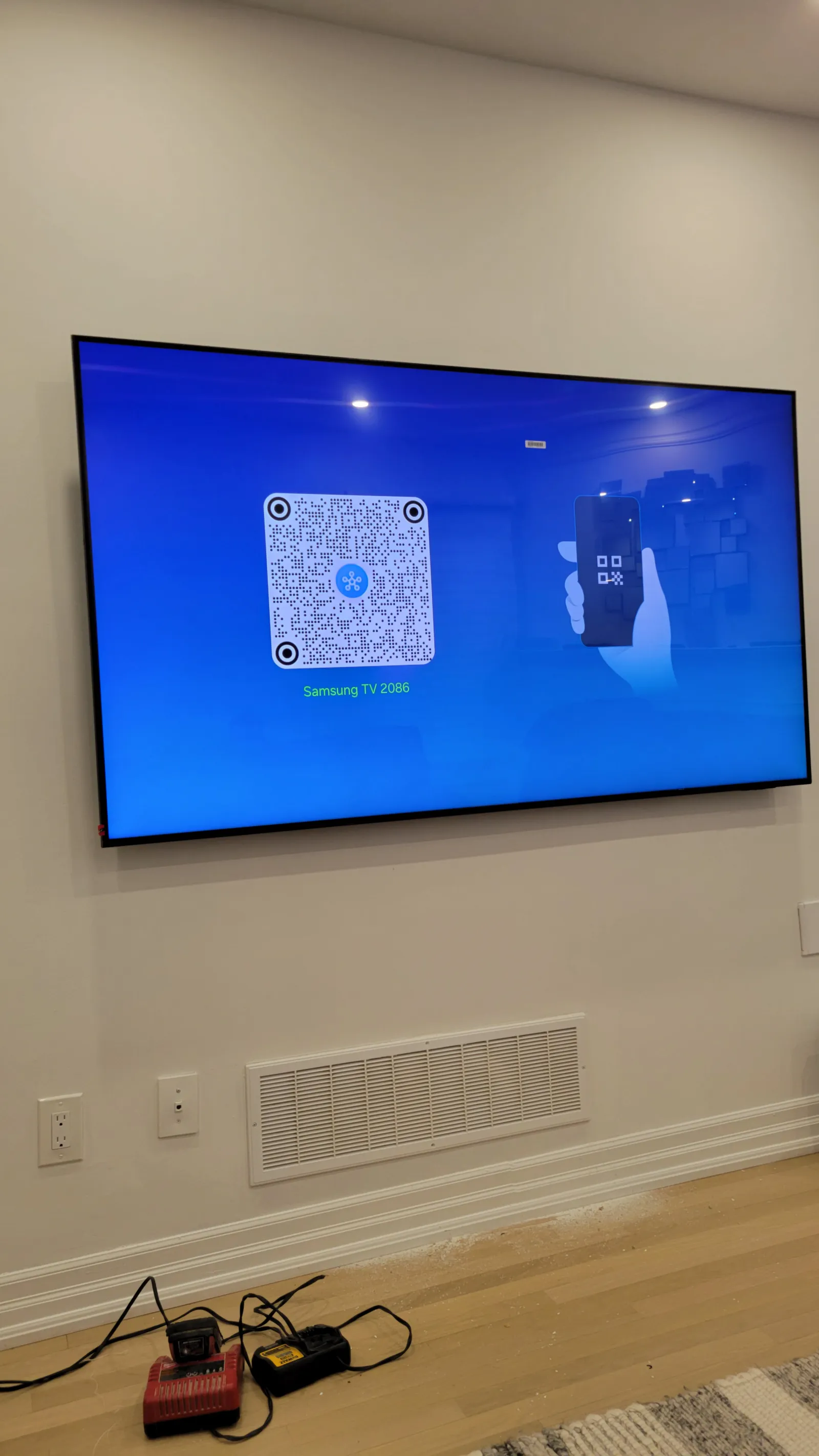 75" Samsung QLED mounted in Stouffville, Ontario by VOL Handyman